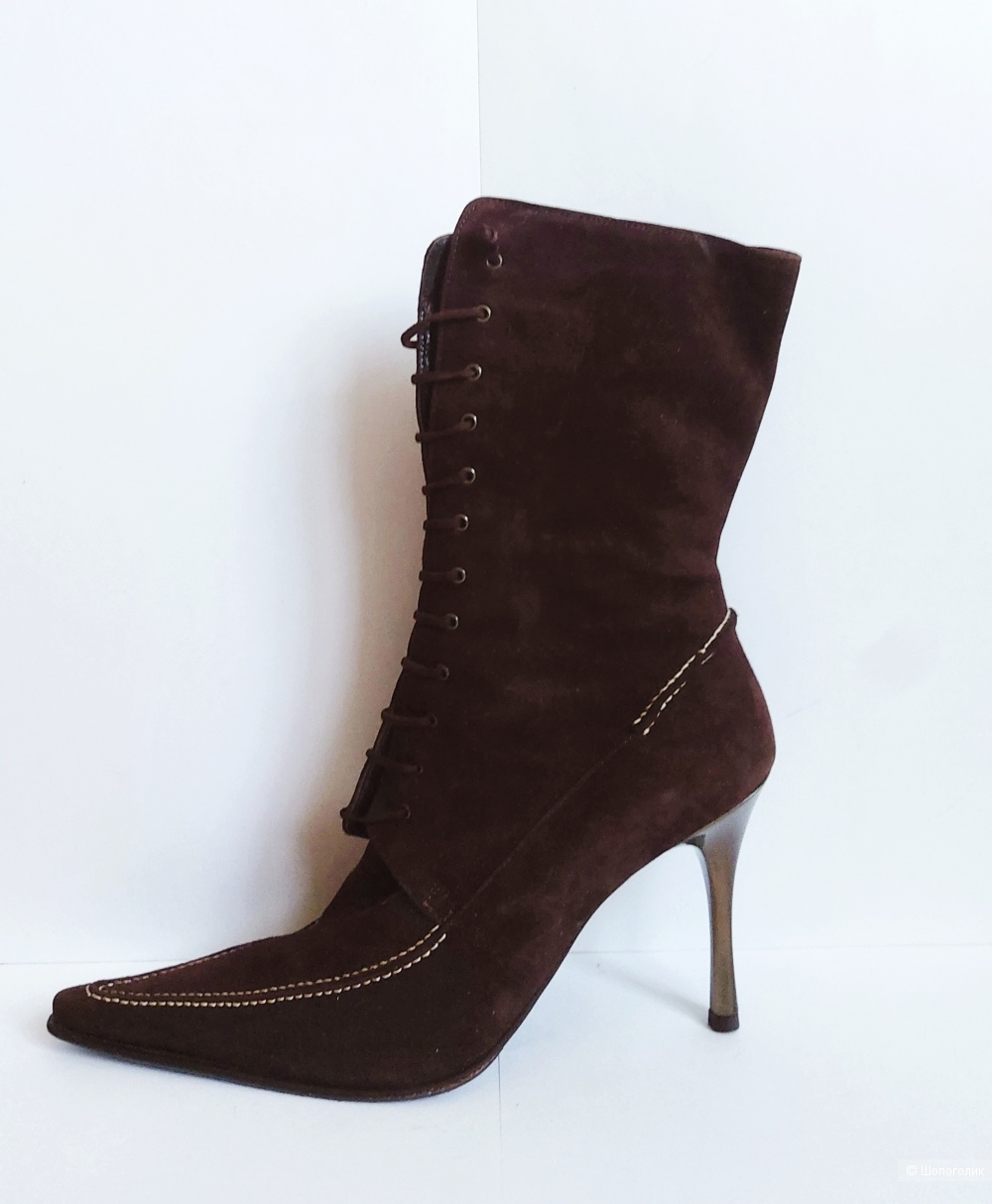 Ботильоны зимние Италия, натуральная замша, мех.