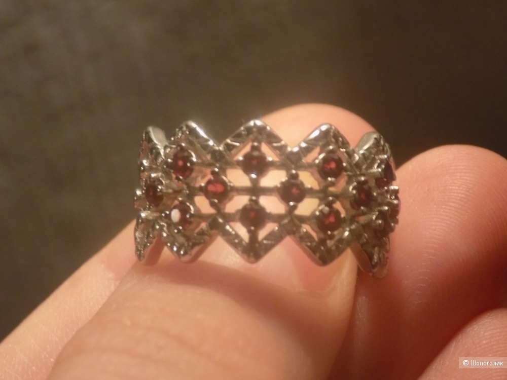 Кольцо с гранатами, открытый размер