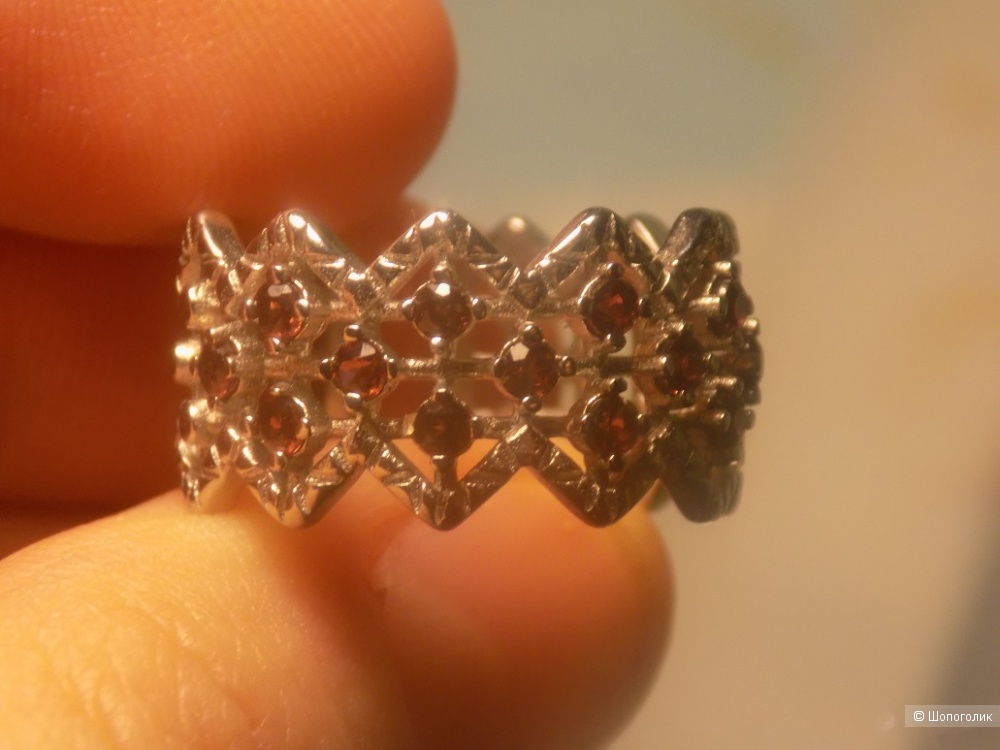 Кольцо с гранатами, открытый размер