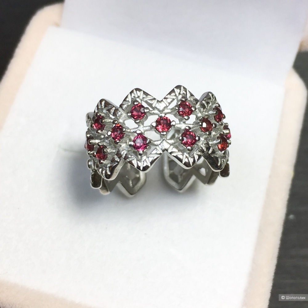 Кольцо с гранатами, открытый размер
