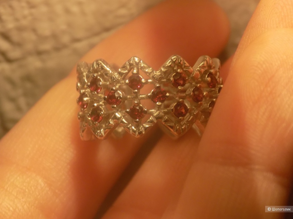 Кольцо с гранатами, открытый размер