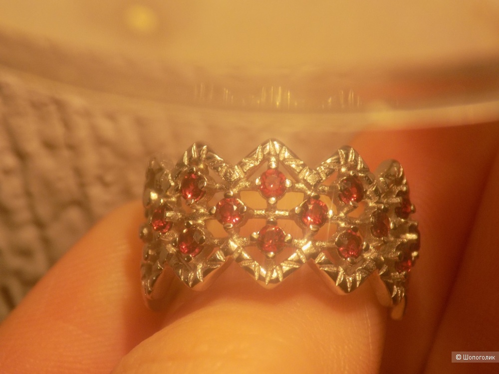 Кольцо с гранатами, открытый размер