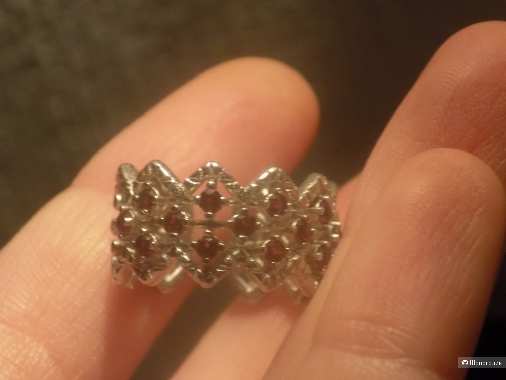 Кольцо с гранатами, открытый размер