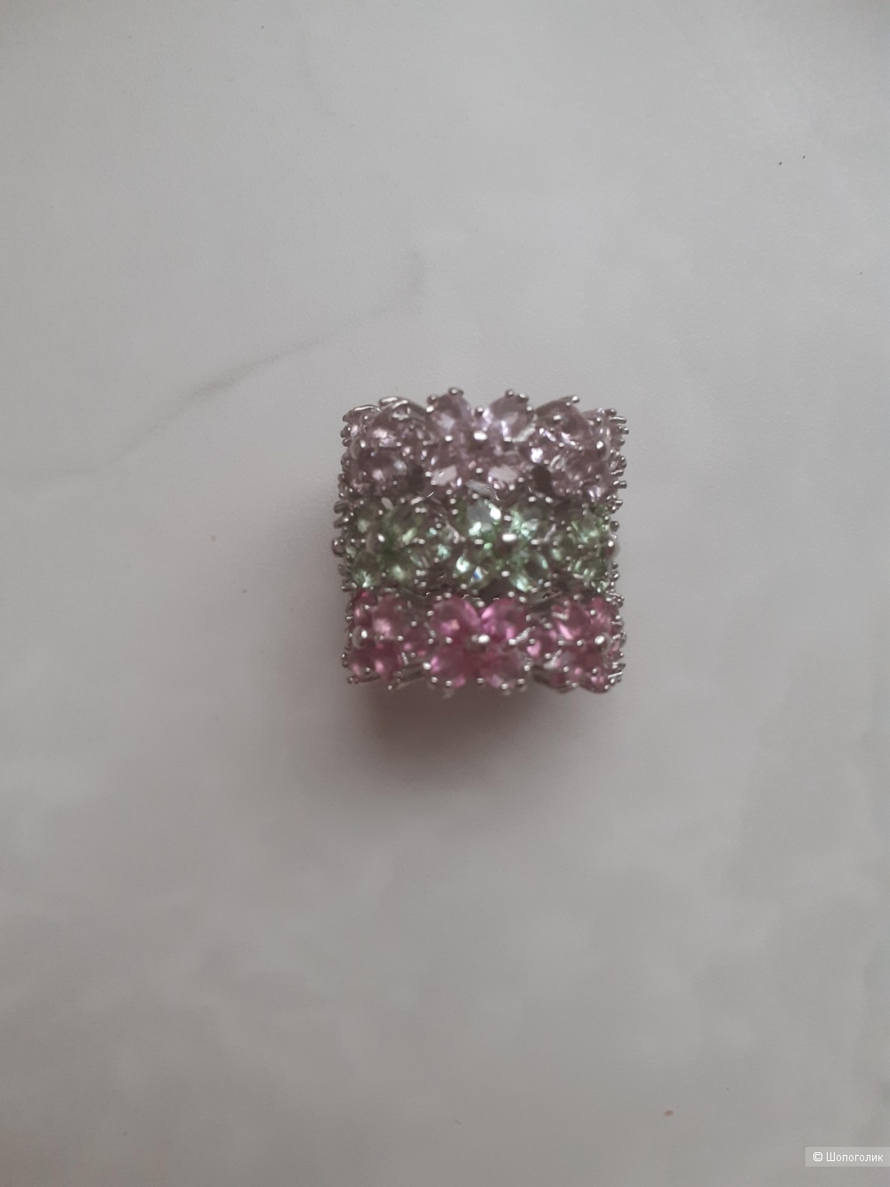 Набор колец с натуральными камнями, размер 17