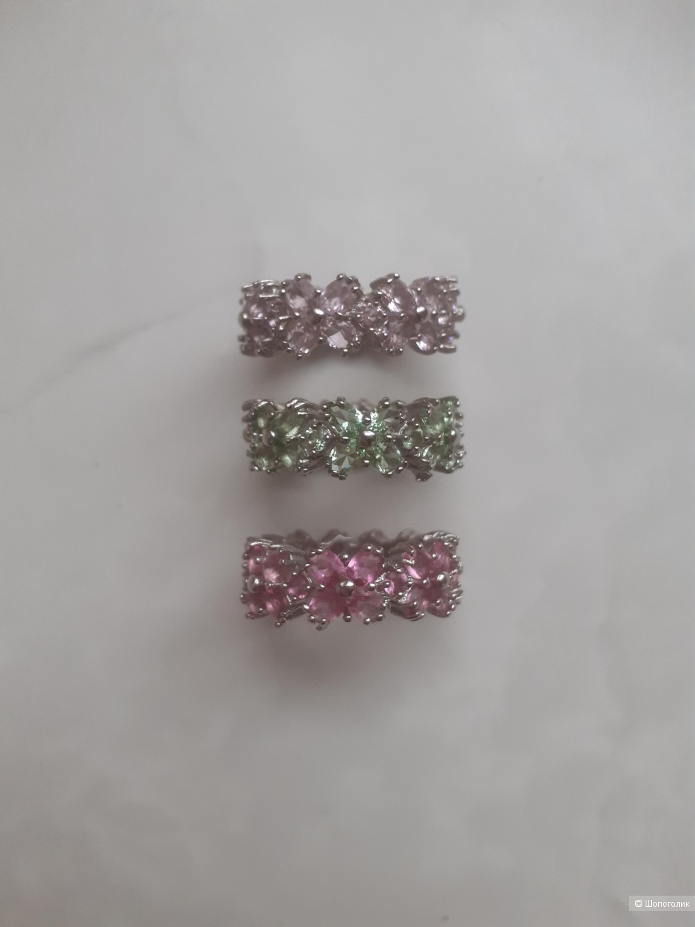 Набор колец с натуральными камнями, размер 17