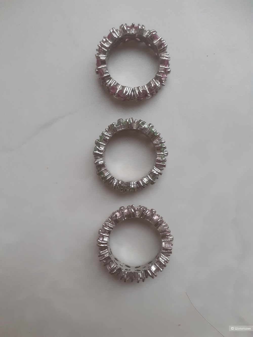 Набор колец с натуральными камнями, размер 17