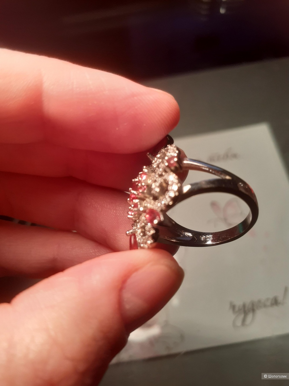 Кольцо с родолитом, размер 17