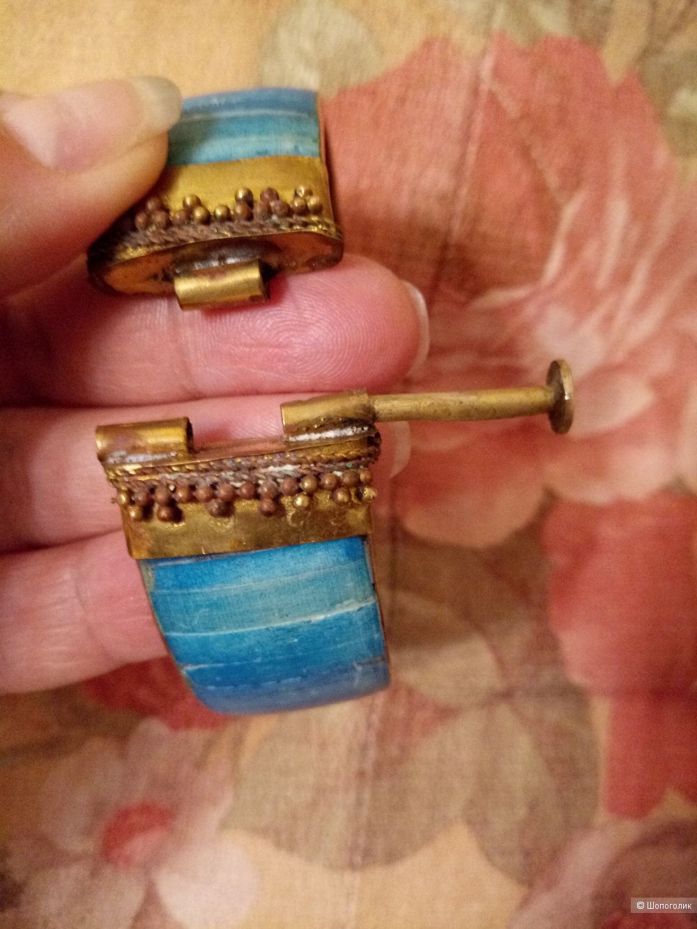 Винтажный браслет Старая Индия с агатом, диаметр 7 см