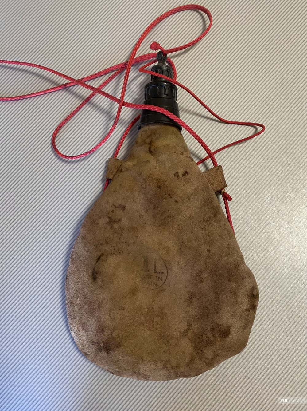 Сумочка - Фляжка из замши для воды или вина, винтаж