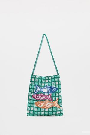 Мини-сумка Zara с вышивкой бисером рыбки