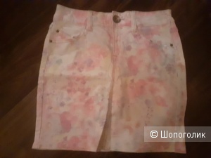 Джинсовая юбка с цветочным принтом, QS by s. Oliver, размер 42-44