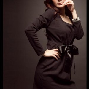 Fashion V Neck Belt Dress Coffee