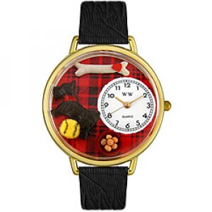 Whimsical Women's Scottie Theme Black Leather Watch   43.99$