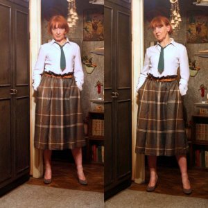 ASOS Full Midi Skirt in Oversized Heritage Check With Belt