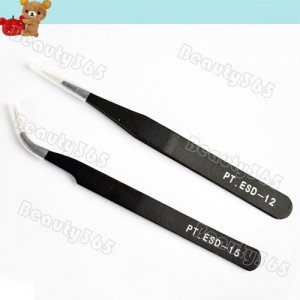 2pcs Curved Straight Anti Magnetic Tweezer Stainless Steel Nail Art Rhinestone Nipper Wholesales 4385