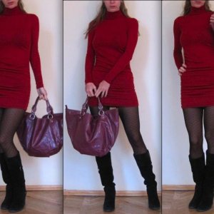 сумка Maurizio Taiuti, сапоги Guess, платье Victoria's Secret