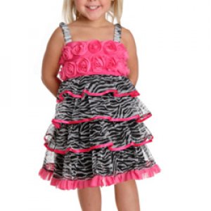 4T Girl`s cute party dress: Zebra and Pink - $75
One Posh Kid  Zebra Everything Roses Zebra Tulle Print w Fushia Edging and Fushia Roses On Bodice Inc