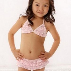 sz 4y, Kate Mack Dipped In Ruffles Swim Skirted Two Piece - $40