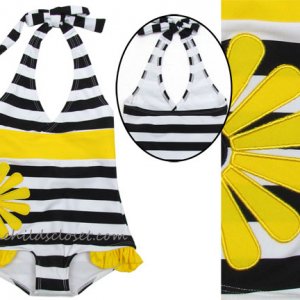 4y Kids Girls Limeapple Striped Swimsuit - $45