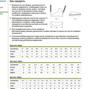 Размеры обуви мира