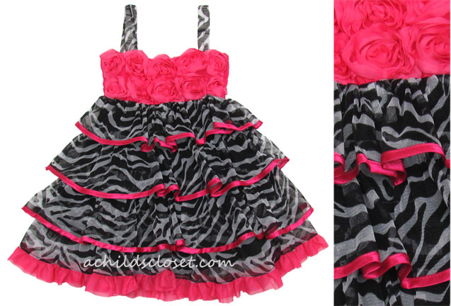 4T Girl`s cute party dress: Zebra and Pink - $75