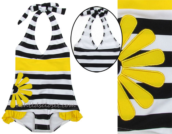 4y Kids Girls Limeapple Striped Swimsuit - $45