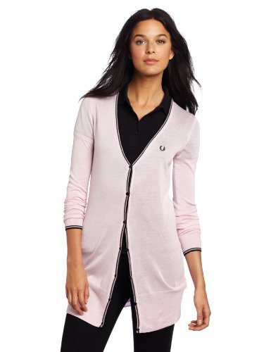 fred perry womens long line cardigan 61538 500