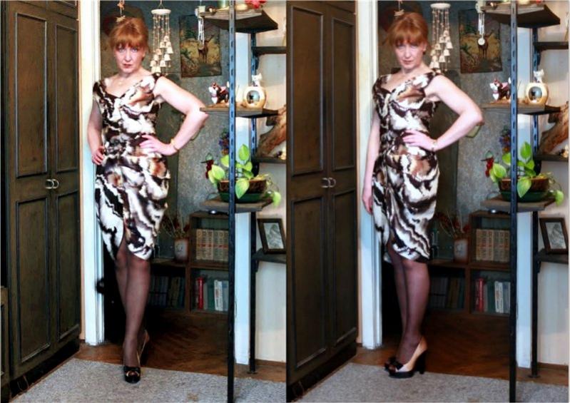 Full Circle Deconstructed Silk Print Hourglass Figure Dress