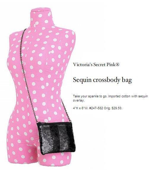 сумочка VICTORIAS SECRET, на цепочке, серые и черные паетки, 1000 р.