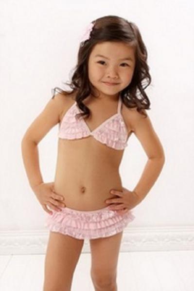 sz 4y, Kate Mack Dipped In Ruffles Swim Skirted Two Piece - $40