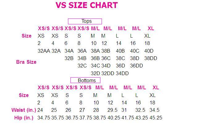 VS size chart