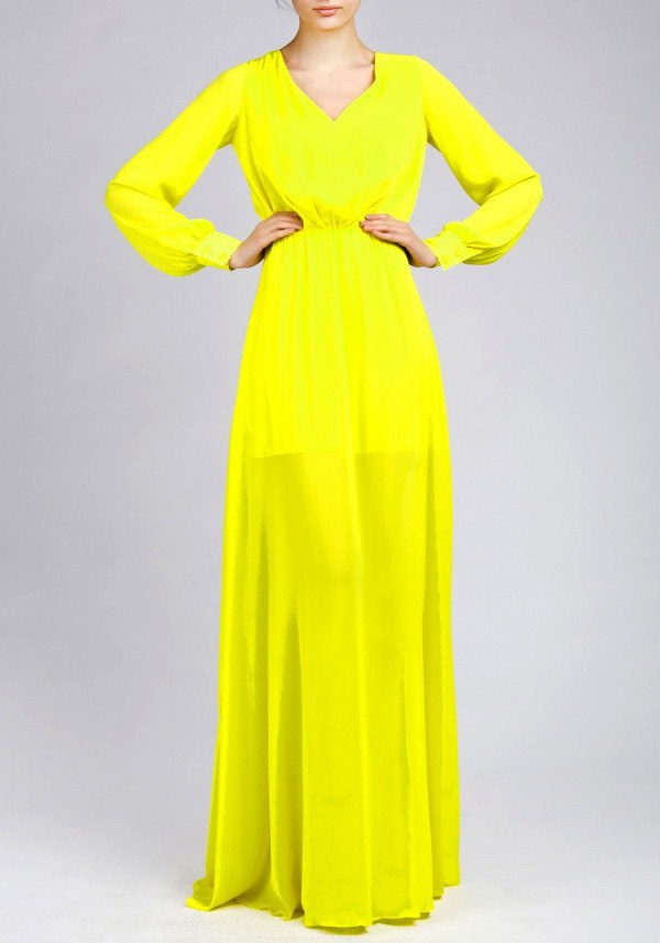 Платье в пол желтого цвета