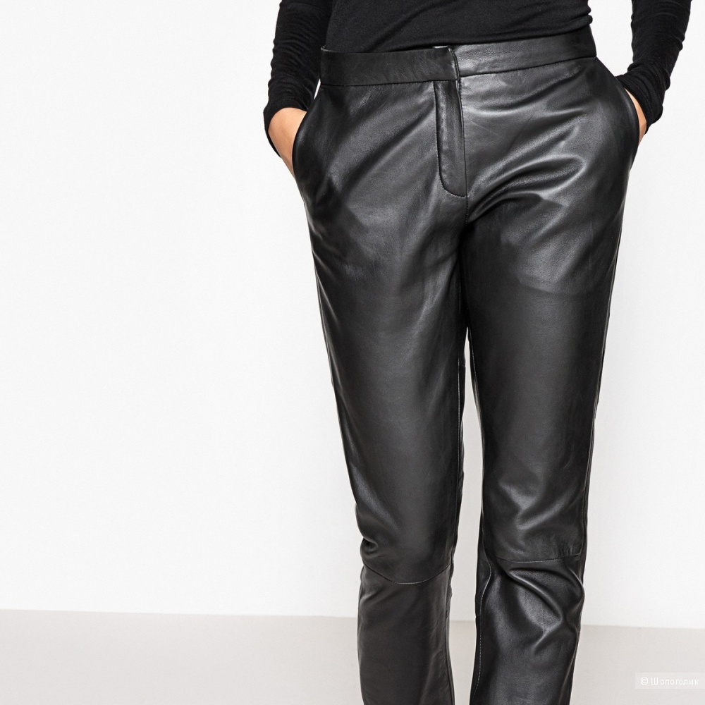 Кожаные черные брюки женские