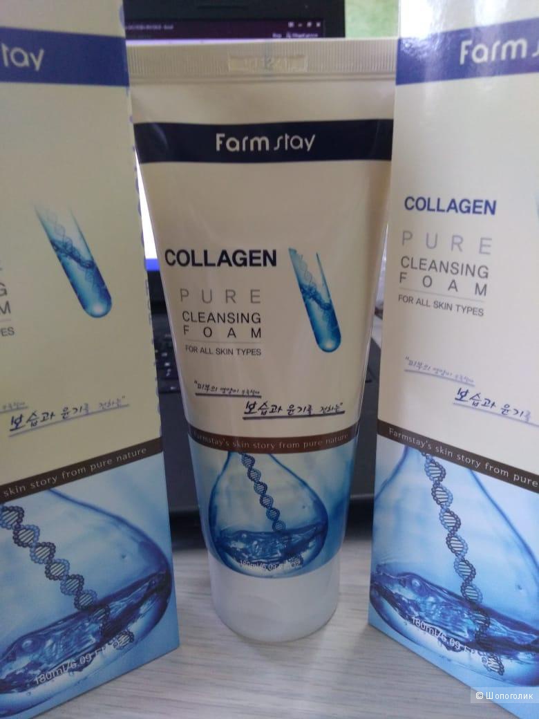 Collagen для умывания. Умывалка колоаген фармстец. Крем Farmstay Collagen Pure Foam. Farmstay Collagen Pure Cleansing Foam 180 мл. Farmstay Collagen Cleansing Foam.