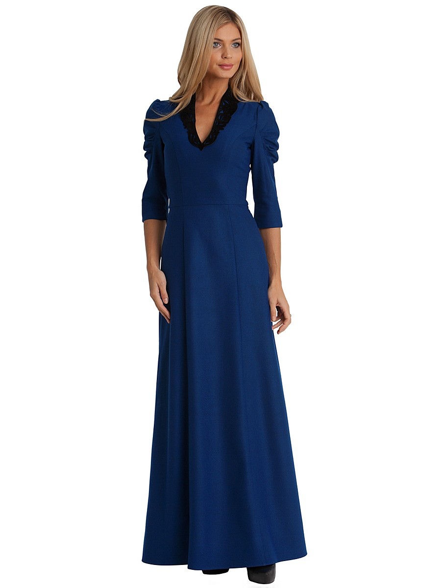 Платье Tom Klaim вечернее шелковое синие длинное