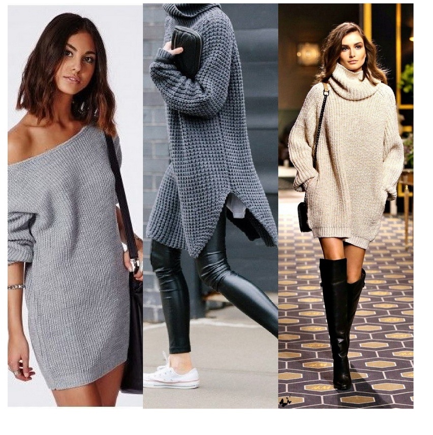 Удлиненный свитер женский с чем носить