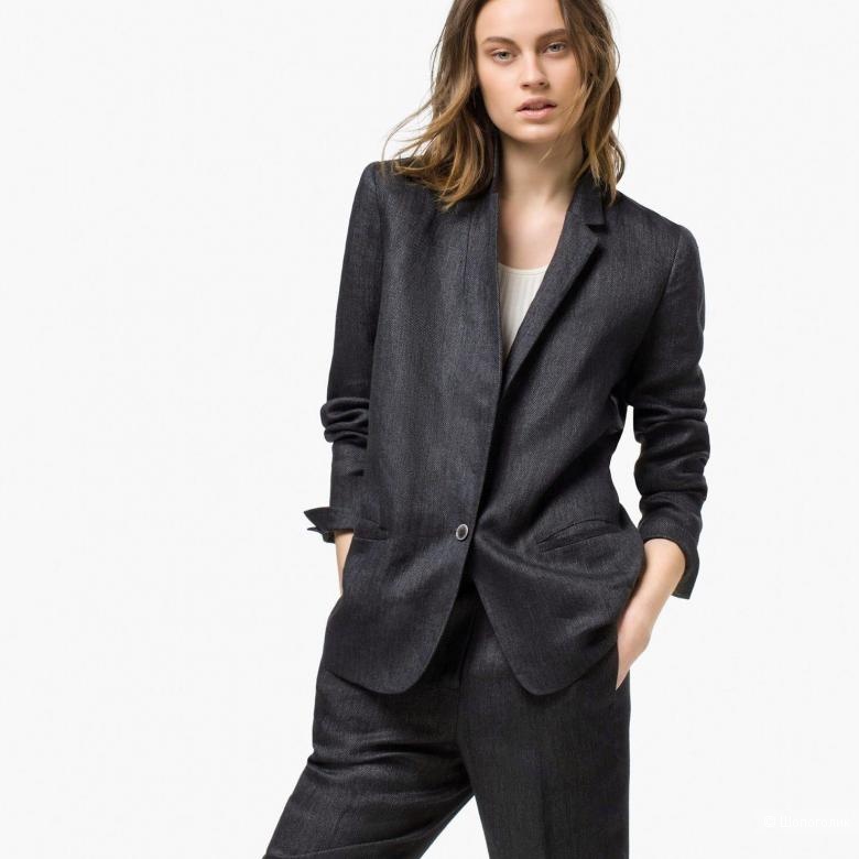 Серый льняной пиджак с чем носить
