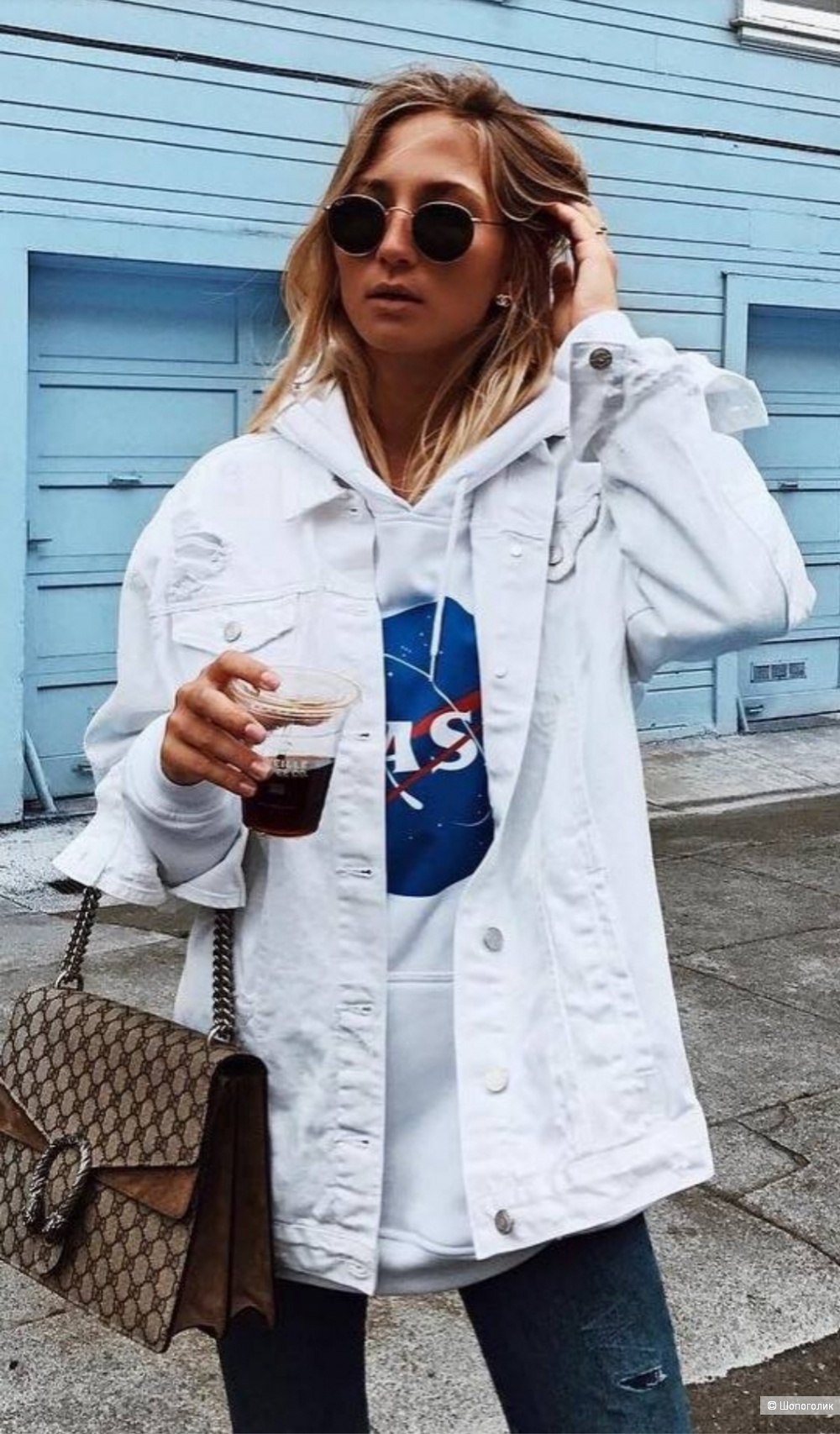 Zara White Denim Jacket Oversize