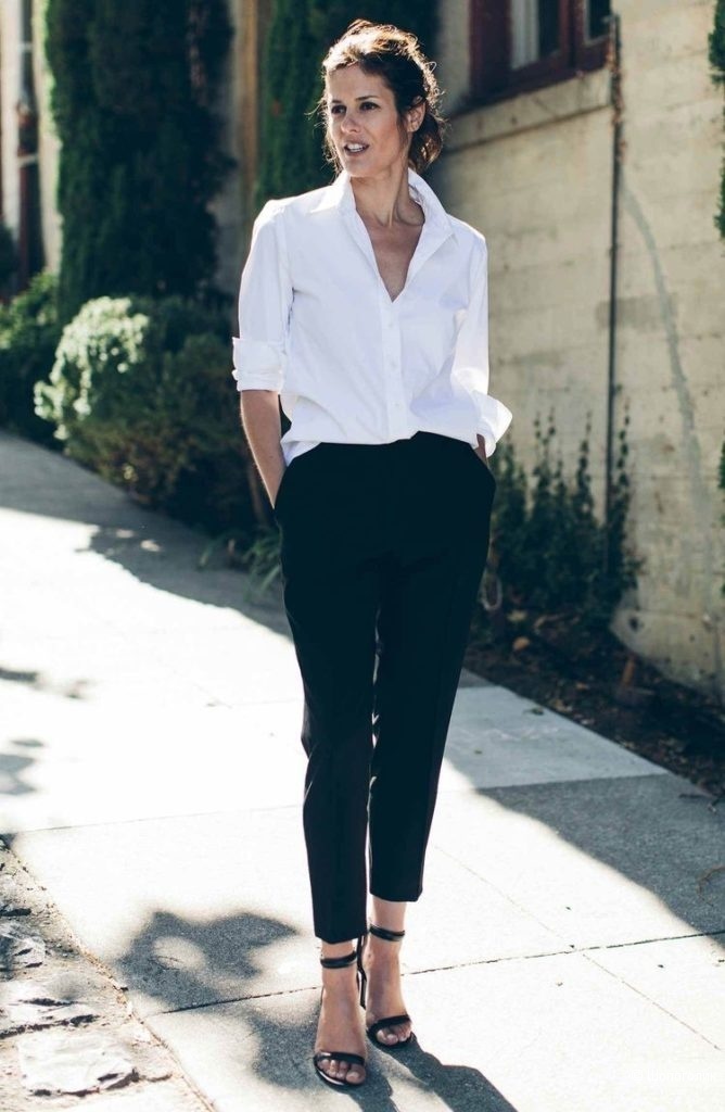 Белая рубашка черные брюки женские