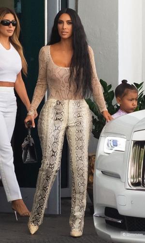 Брюки палаццо из натуральной кожи питона, no name, m/l