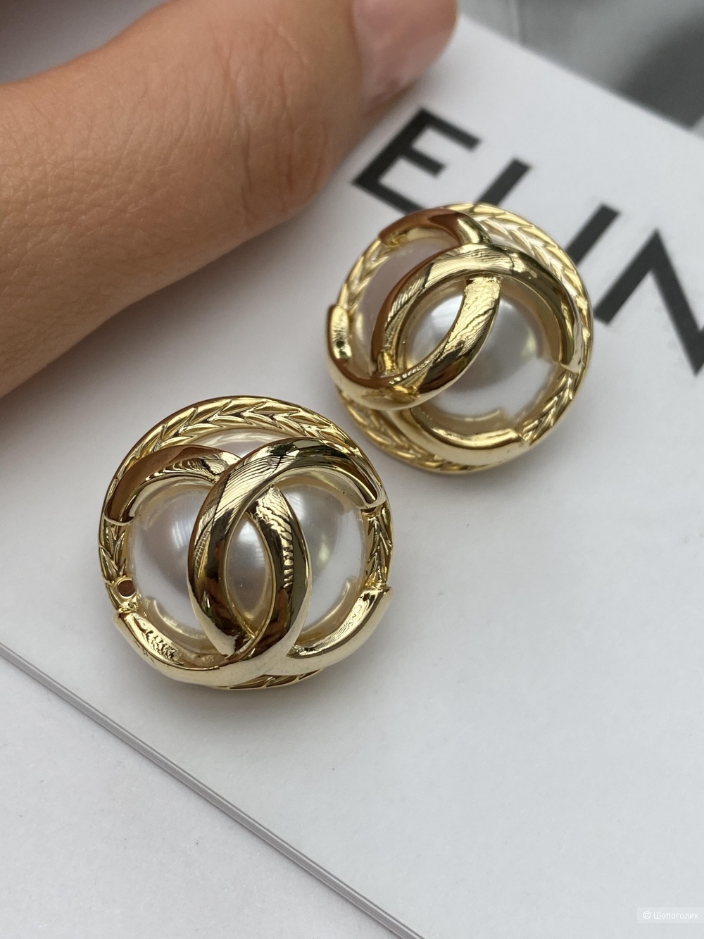 Серьги пуговки стиль Coco