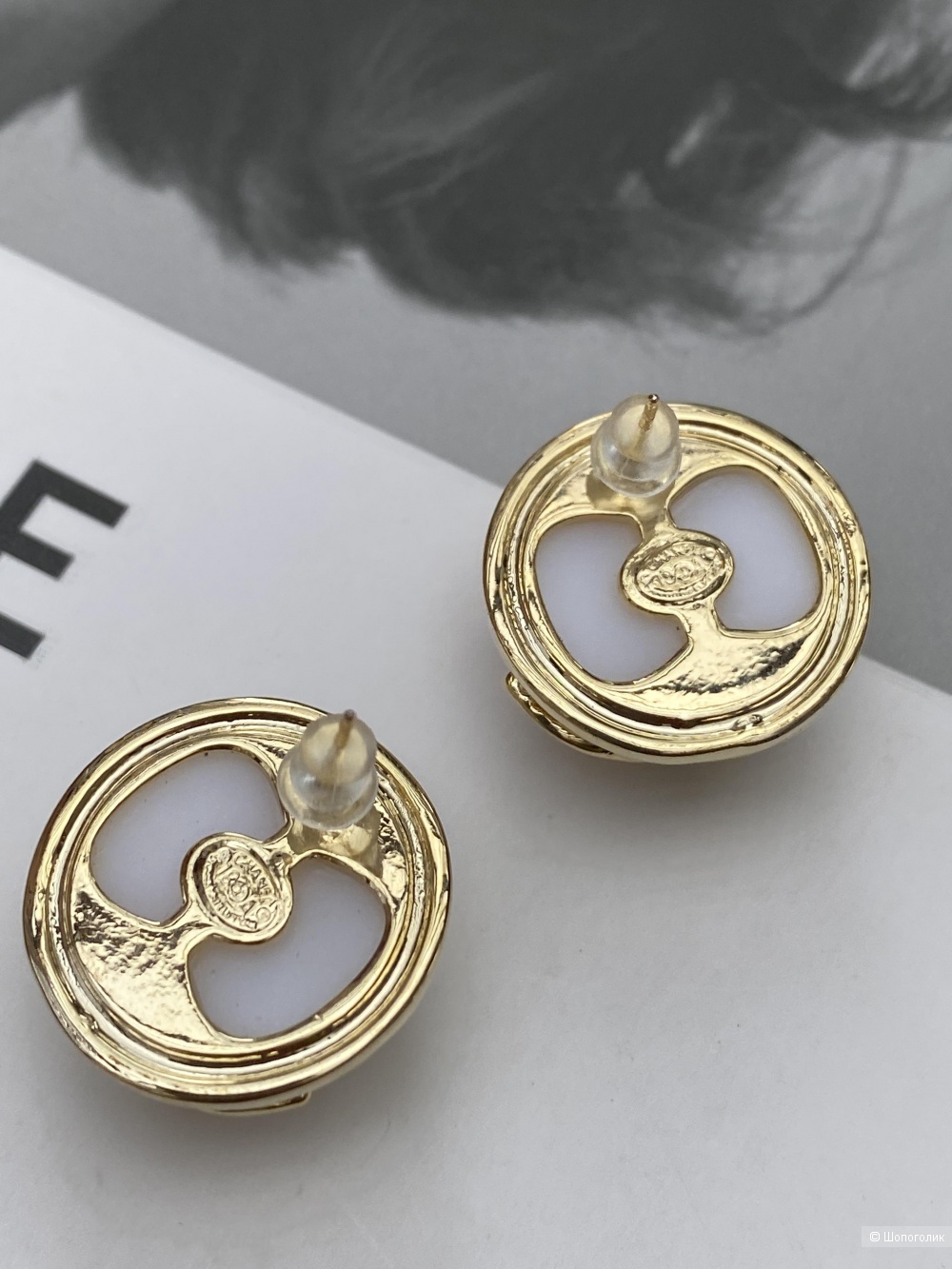 Серьги пуговки стиль Coco