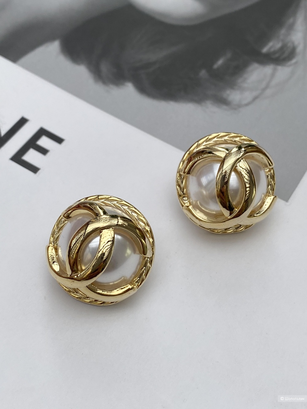 Серьги пуговки стиль Coco