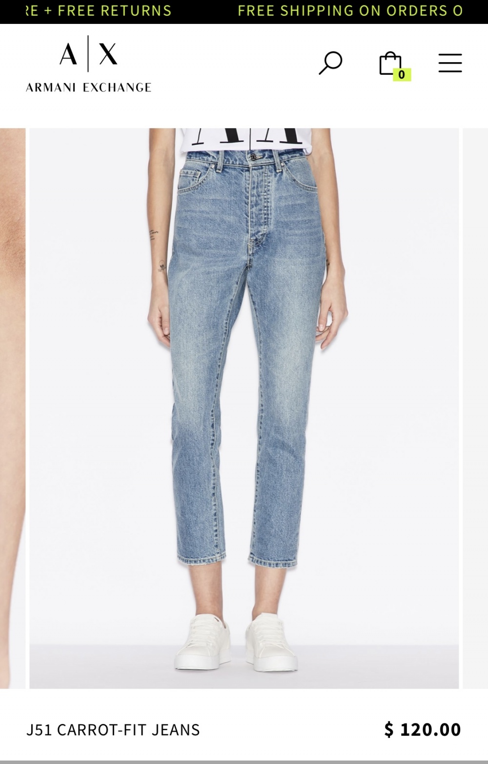 Джинсы Armani Exchange Carrot J51 размер 25