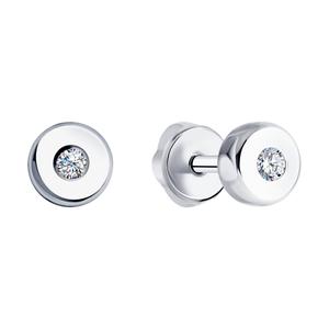 Серьги пусеты Sokolov из белого золота 585 с бриллиантами.