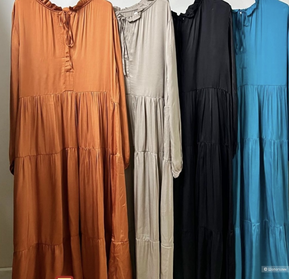 Платье бохо шик ярусы мокрый шелк New Collection, 44-52