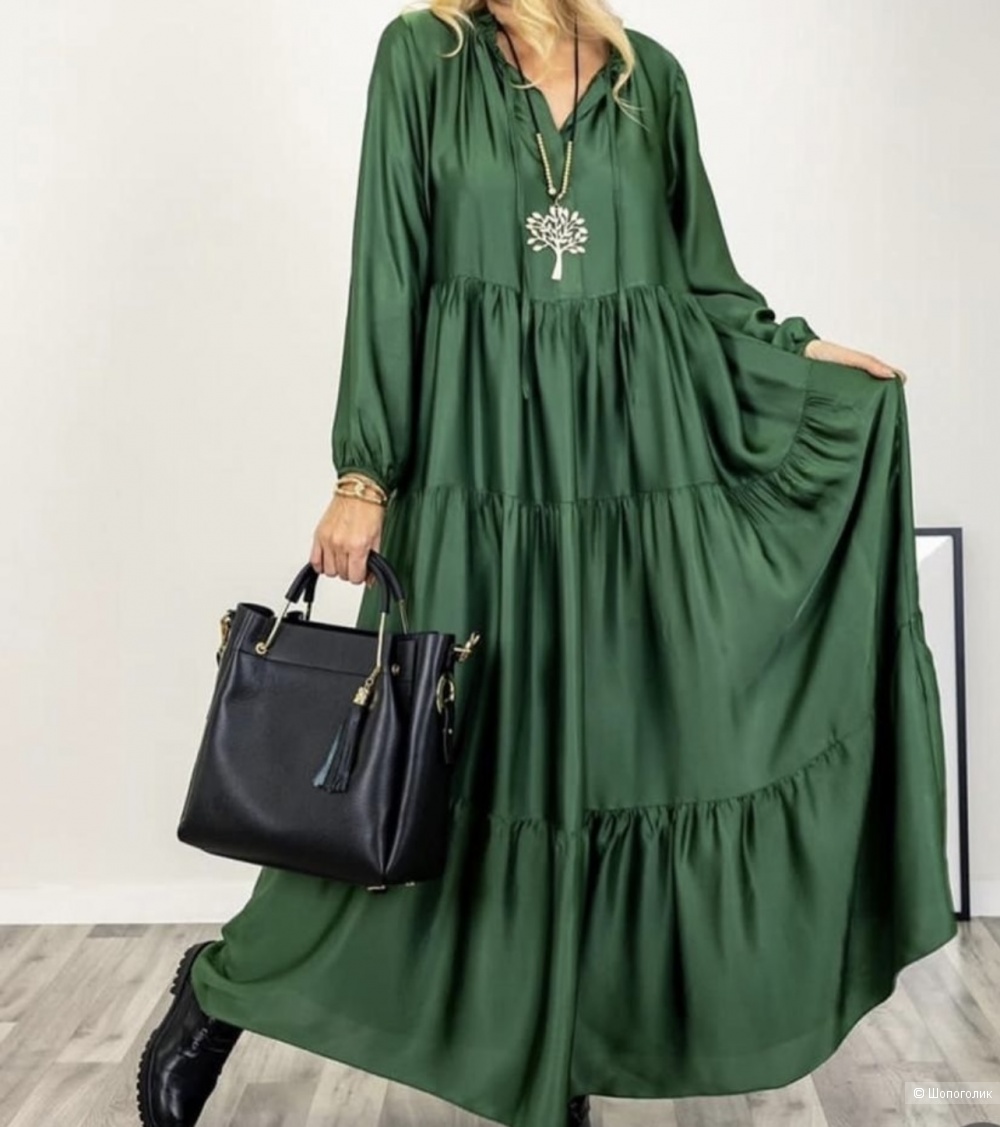 Платье бохо шик ярусы мокрый шелк New Collection, 44-52