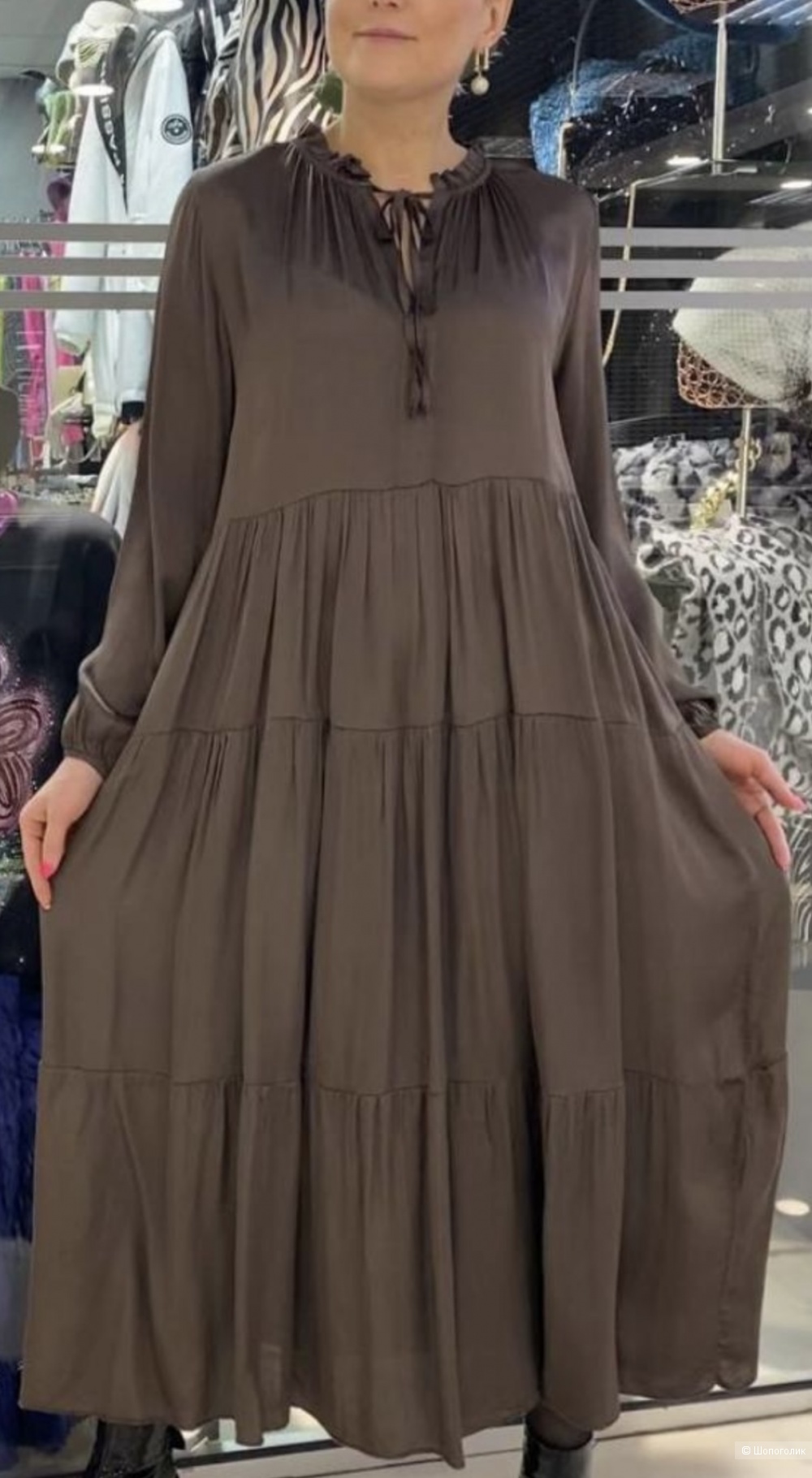 Платье бохо шик ярусы мокрый шелк New Collection, 44-52