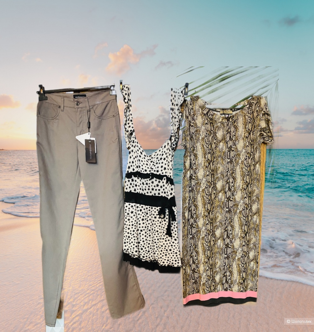 Трио комплект Roccobarocco  платье +джинсы+топ-42-44-46