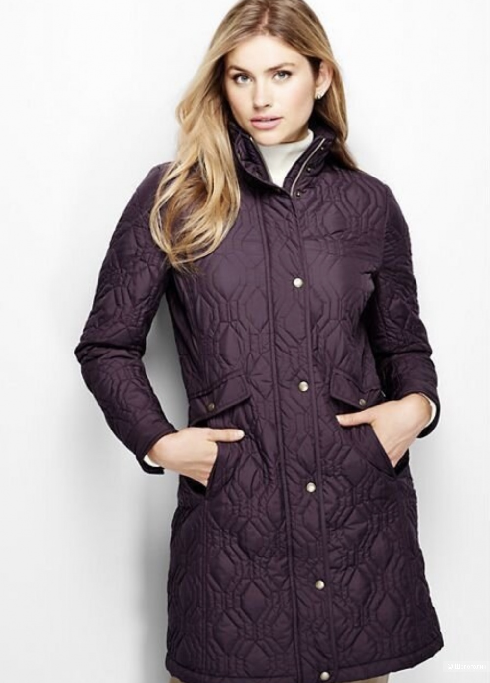 Пальто landsend синтепоновое сливовое, L